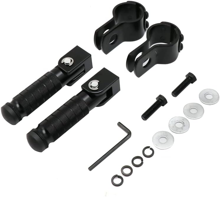 YWLUWEI M8 Motorcycle Foot Rests Fit 1.22-1.29in Motorbike Brackets Foldable Foot Pegs Front Footpeg Rear Footpeg Anti-Skid Rearsets Folded Footrest 90 Degree Fixed Folding Passenger Pedal Supports(Black) - Image 5